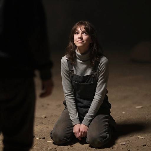 Young Woman in a Dusty Cave Setting