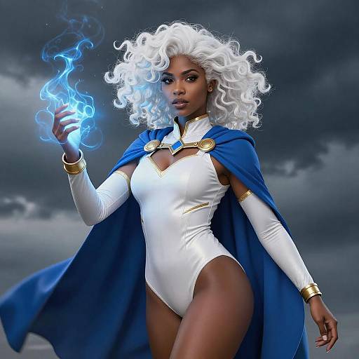 Powerful Dark-Skinned Woman in Stormy Scene