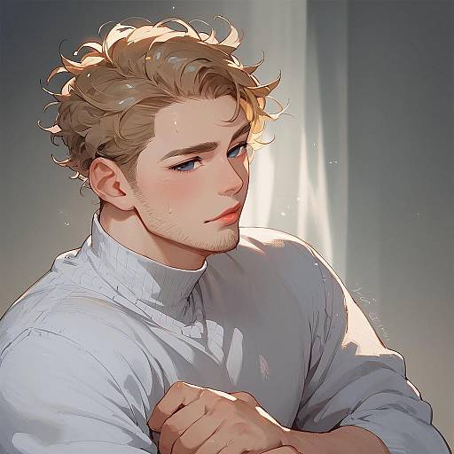 Grimdark Anime Man with Stubble