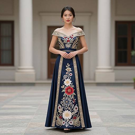Asian Inspired Woman in Formal Dress