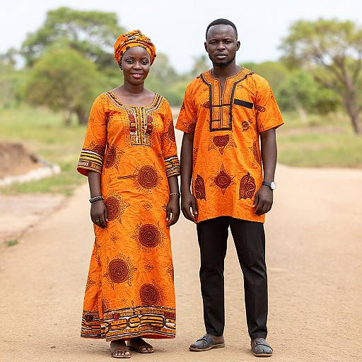 Vibrant African Attire Duo on Path