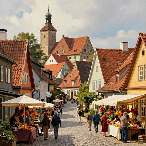 Charming Old European Village Market