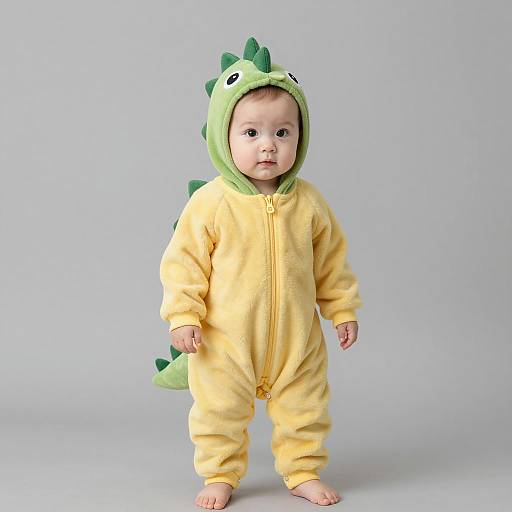 Baby in Dinosaur Onesie Costume