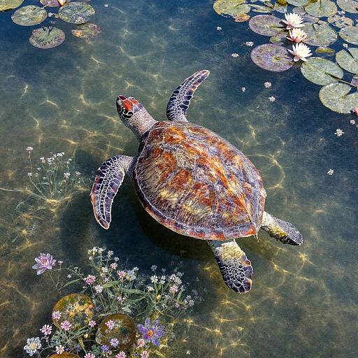 Impressionist Underwater Turtle Scene