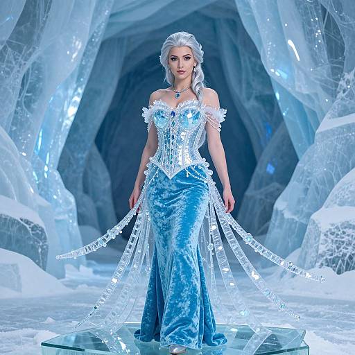 Realistic Ice Queen in Snow Cave