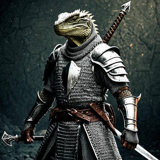 Lizardfolk Knight in Chainmail Armor