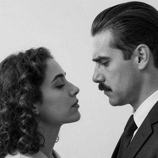 Black and White Intense Gaze Between Man and Woman