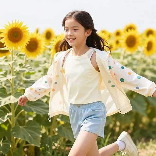 Youthful Style in Sunflower Field