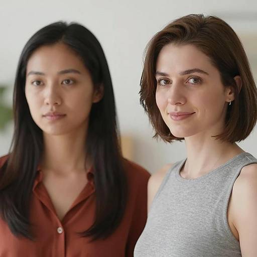 Portrait of Two Women with Different Expressions