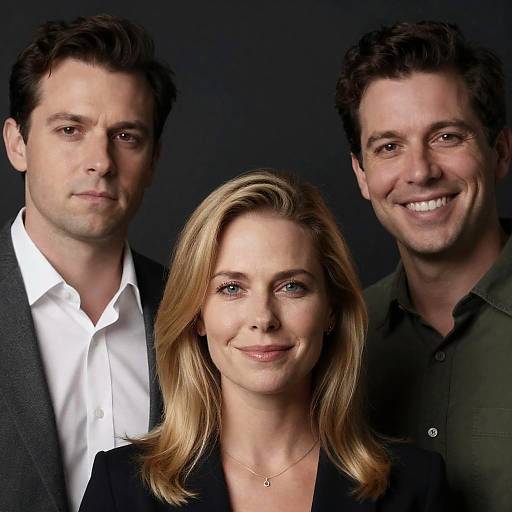 Three-Person Portrait on Dark Background