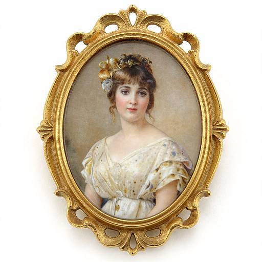 Art Nouveau Porcelain Portrait Brooch