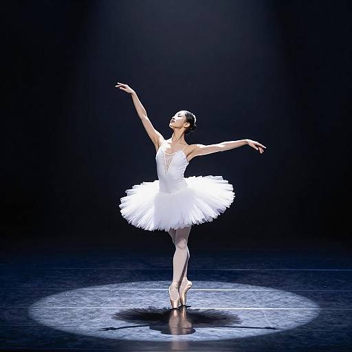 Ballet Dancer in White Tutu on Stage
