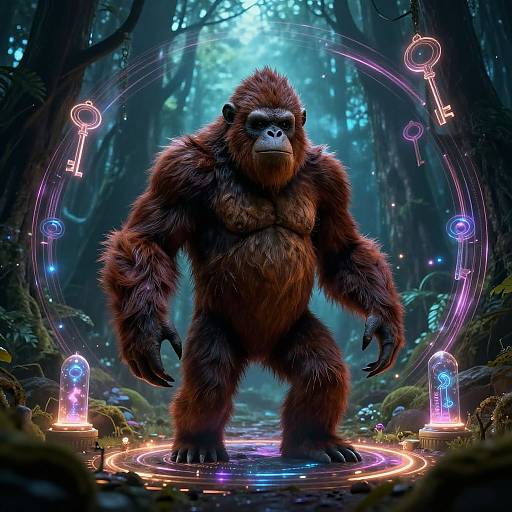 Cinematic Sasquatch in Magical Portal Room