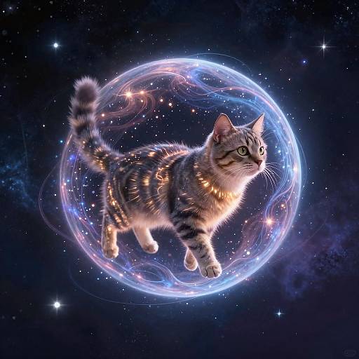 Mystical Floating Cosmic Cat Sphere