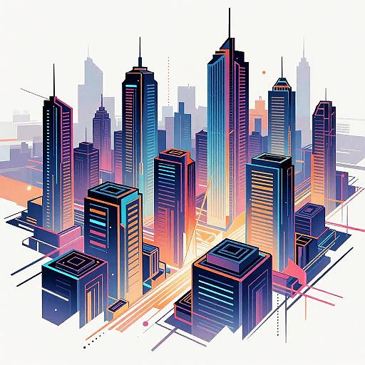 Abstract Futuristic Neon Cityscape