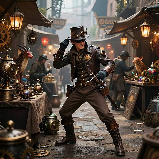 Steampunk Detective in Mythical Market