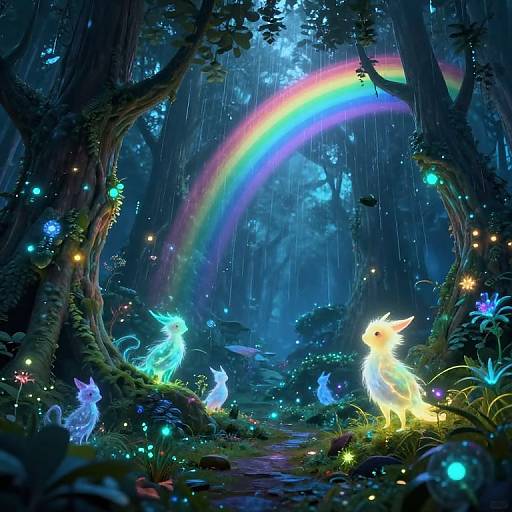 Glowing Bioluminescent Fantasy Forest