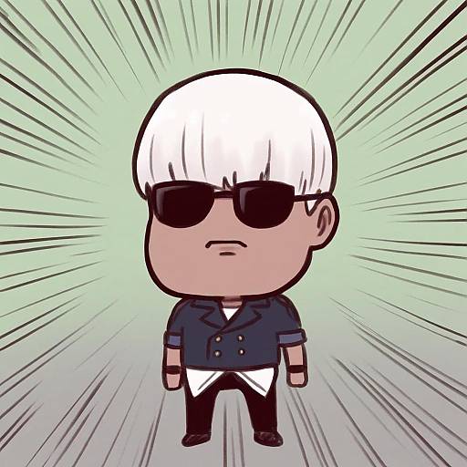 Illustration of K' (kof), the king of fighters in the style of Batta (ijigen debris)