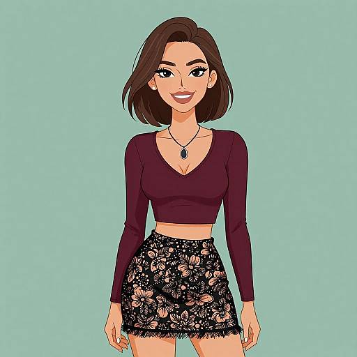 Smiling Woman in Trendy Fashion