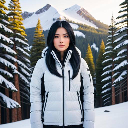 Serene Woman in Snowy Mountain Landscape
