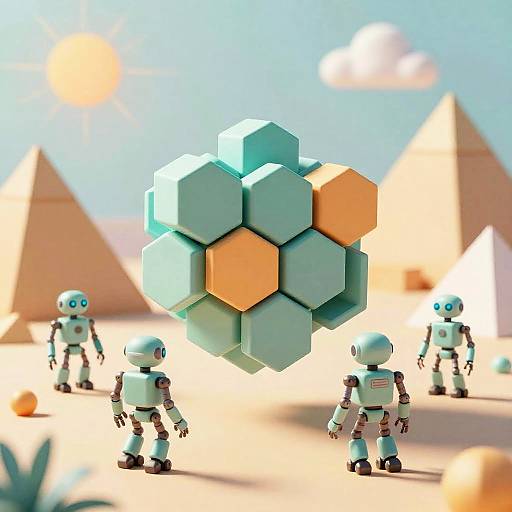 Nano Robots in Hexagonal Web Design