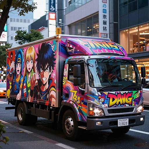 Futuristic Anime Art Truck in Tokyo