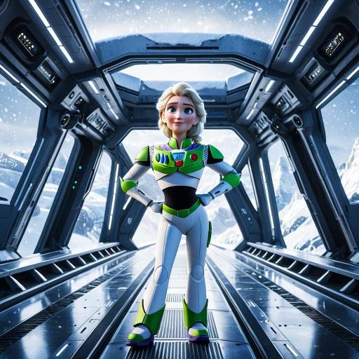 Elsa as Buzz Lightyear in Futuristic Starship