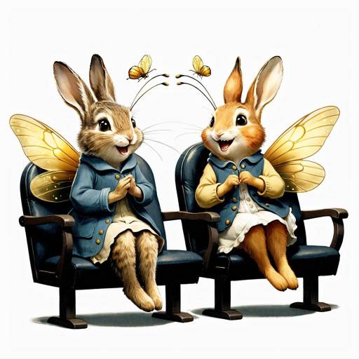 Whimsical Fairy Bunny Characters in Theater Seats