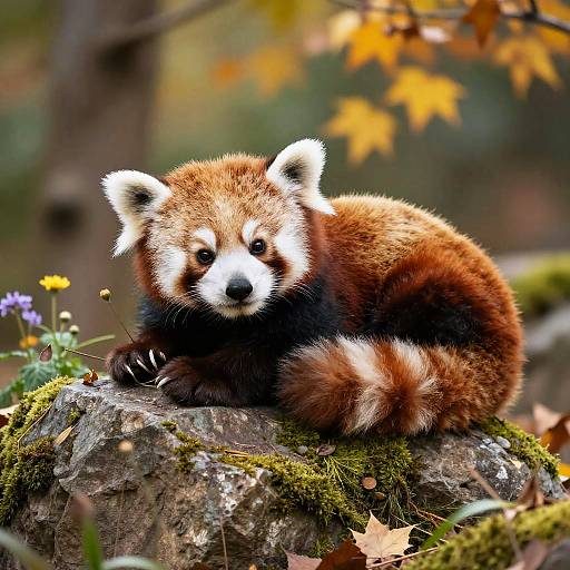 Serene Baby Panda on Mossy Rock