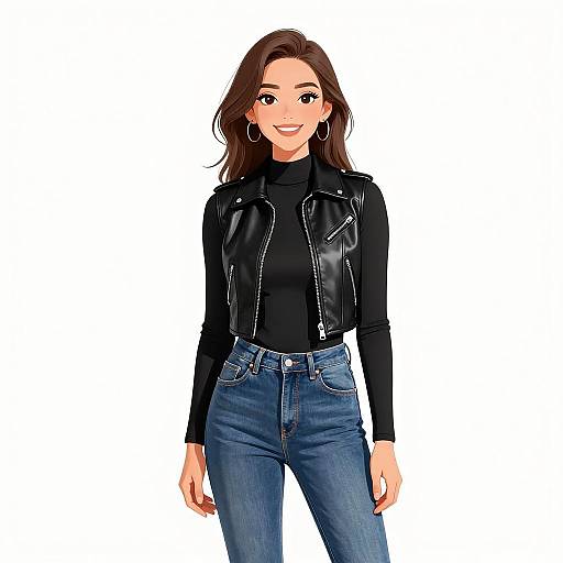 Smiling Woman in Casual Chic Outfit