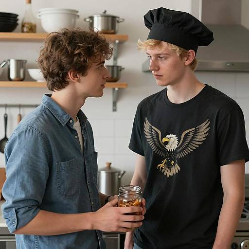 Young Chefs in a Busy Kitchen Scene