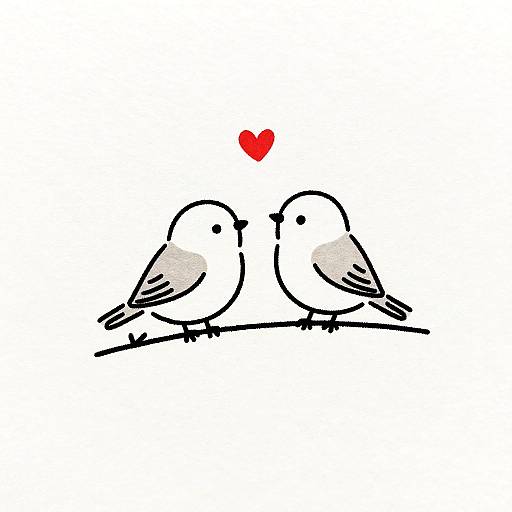 Minimalist Love Birds Sketch