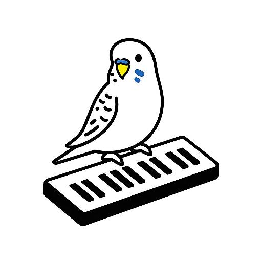 Parakeet Playing Synth Illustration