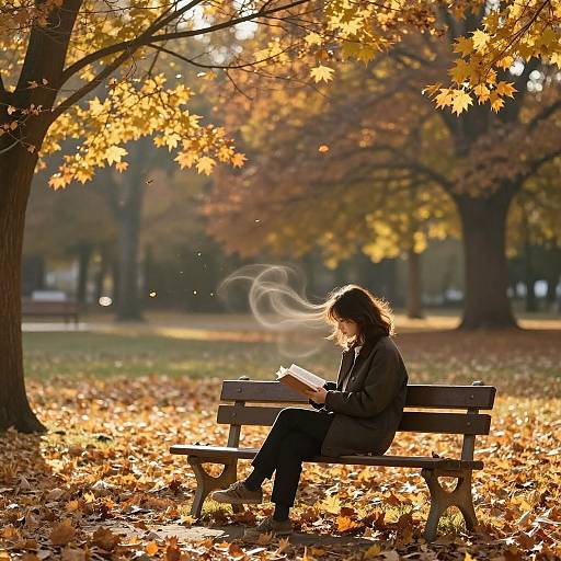 Lofi Autumn Park Reading Scene