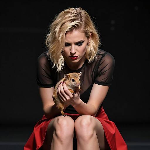 Blonde Woman Holding Small Animal