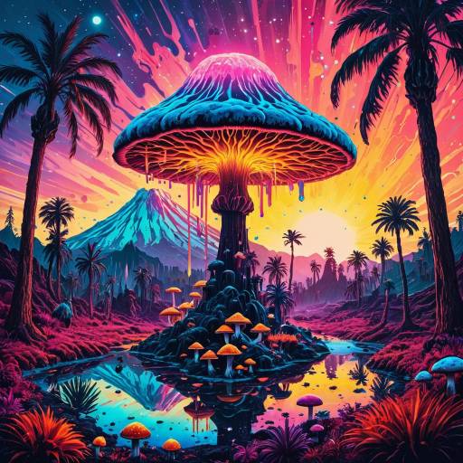 Psychedelic Mushroom Forest on Bismuth Planet Psychedelic Mushroom Forest on Bismuth Planet