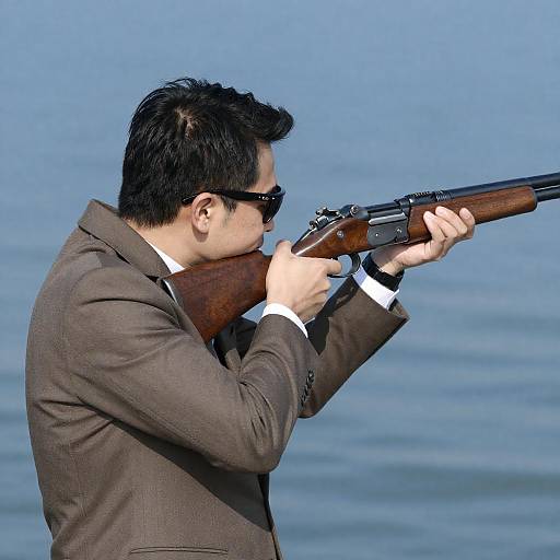 A Shooter in Profile by the Water