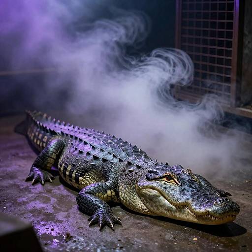 Mysterious Alligator in Industrial Smoke