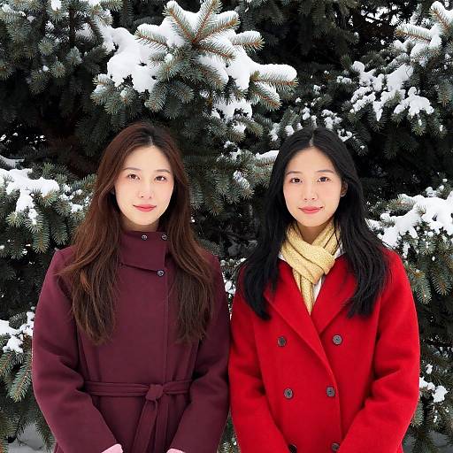 Two Women Smiling in Winter Coats