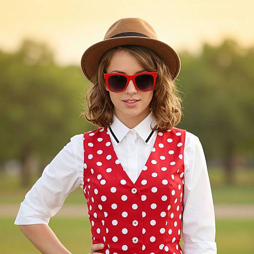 Confident Woman in Vibrant Park Outfit