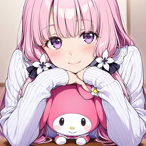 Illustration of My melody, sanrio in the style of Hiyori (rindou66)