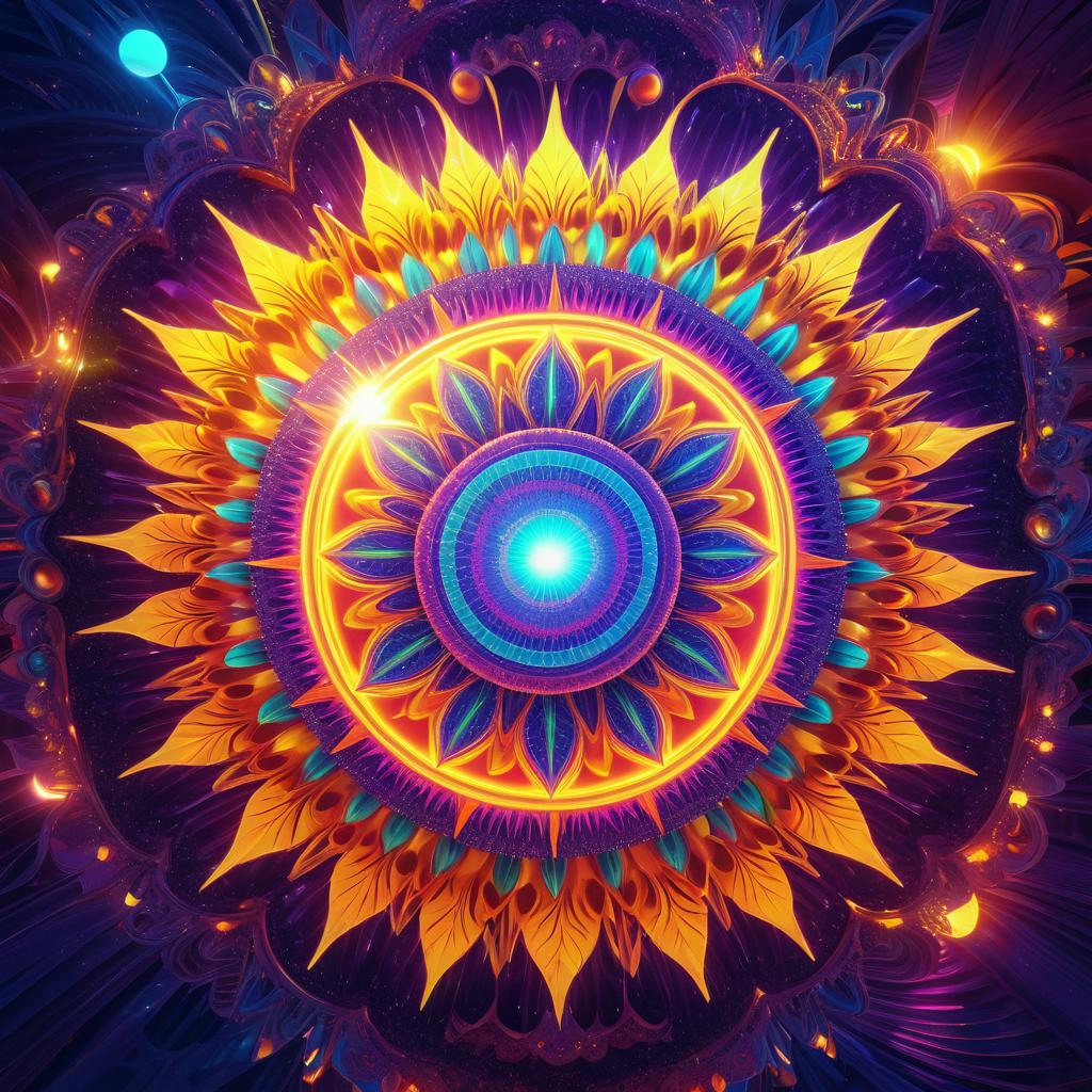 Psychedelic Sun in DMT-inspired Landscape