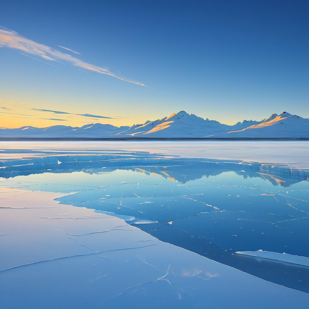 Icy Wasteland with Vibrant Blue Skies