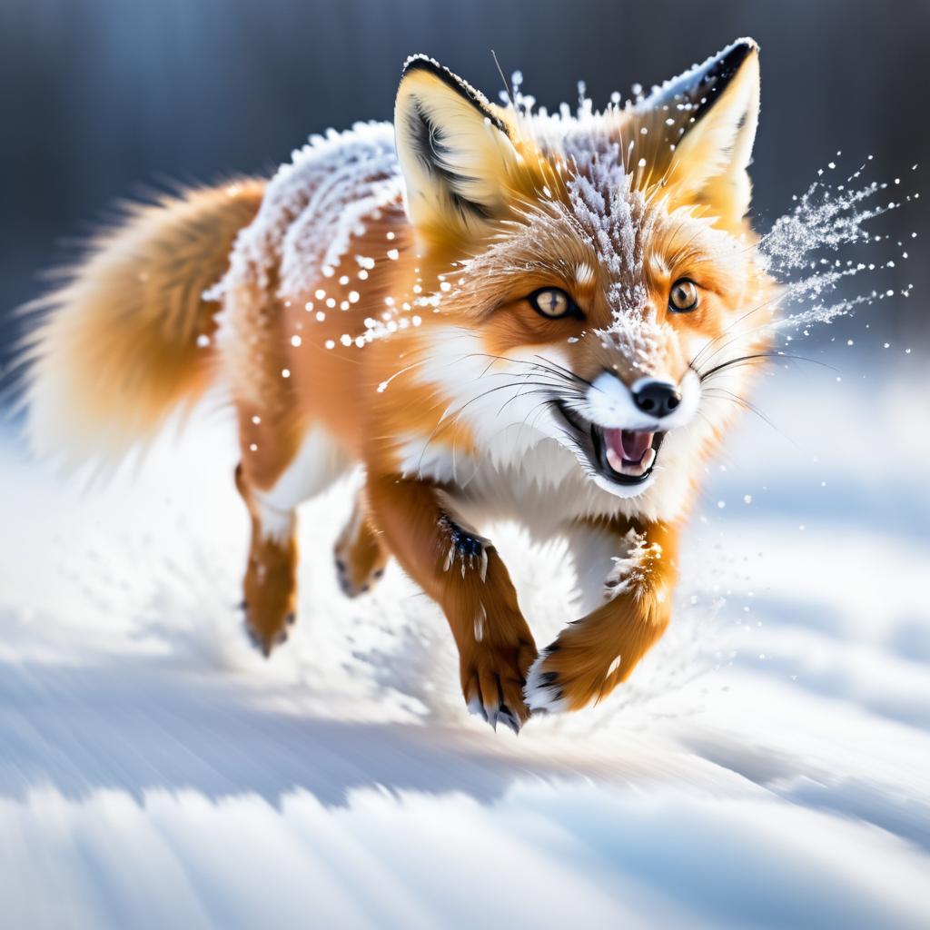 Dynamic Action Shot of a Running Fox