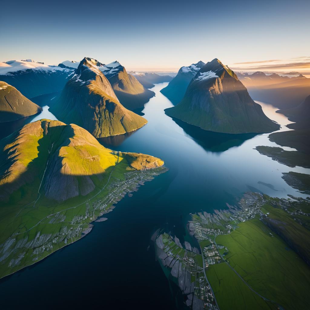 Stunning Aerial View of Norwegian Fjords