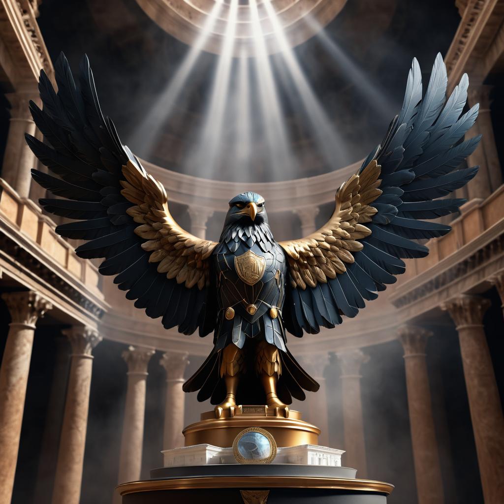 Majestic Falcon Statue of Rome in 8K