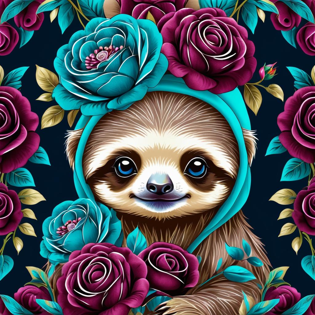 Charming Baby Sloth with Roses