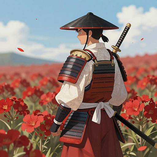 Samurai in Flower Field