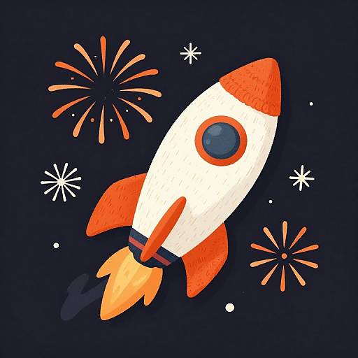 Cozy Knitted Rocket with Festive Fireworks