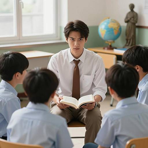 Teacher Reading to Students in Classroom